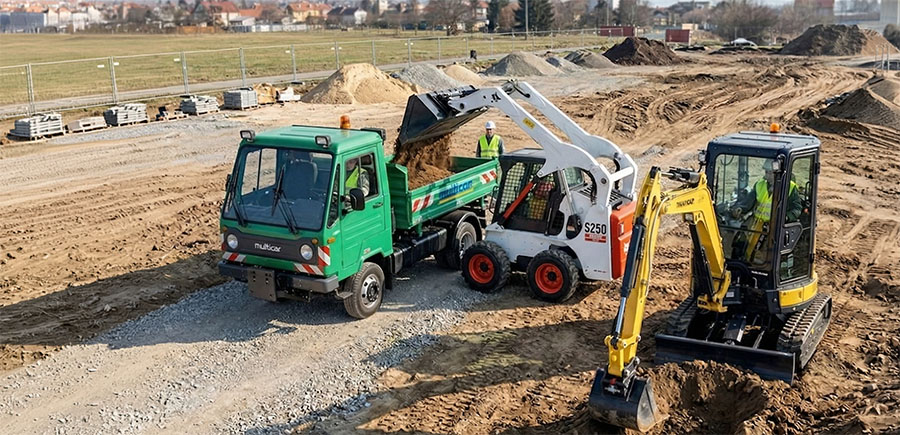 Zemní práce – minirypadlo Yanmar, nakladač Bobcat, nákladní vozy